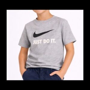 Nike Gray Tee with Black Swoosh and White 'Just Do It.' Print